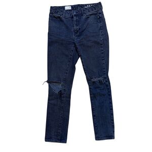 GAP Woman’s High Rise Black Distressed Skinny Straight Leg Jeans 25r